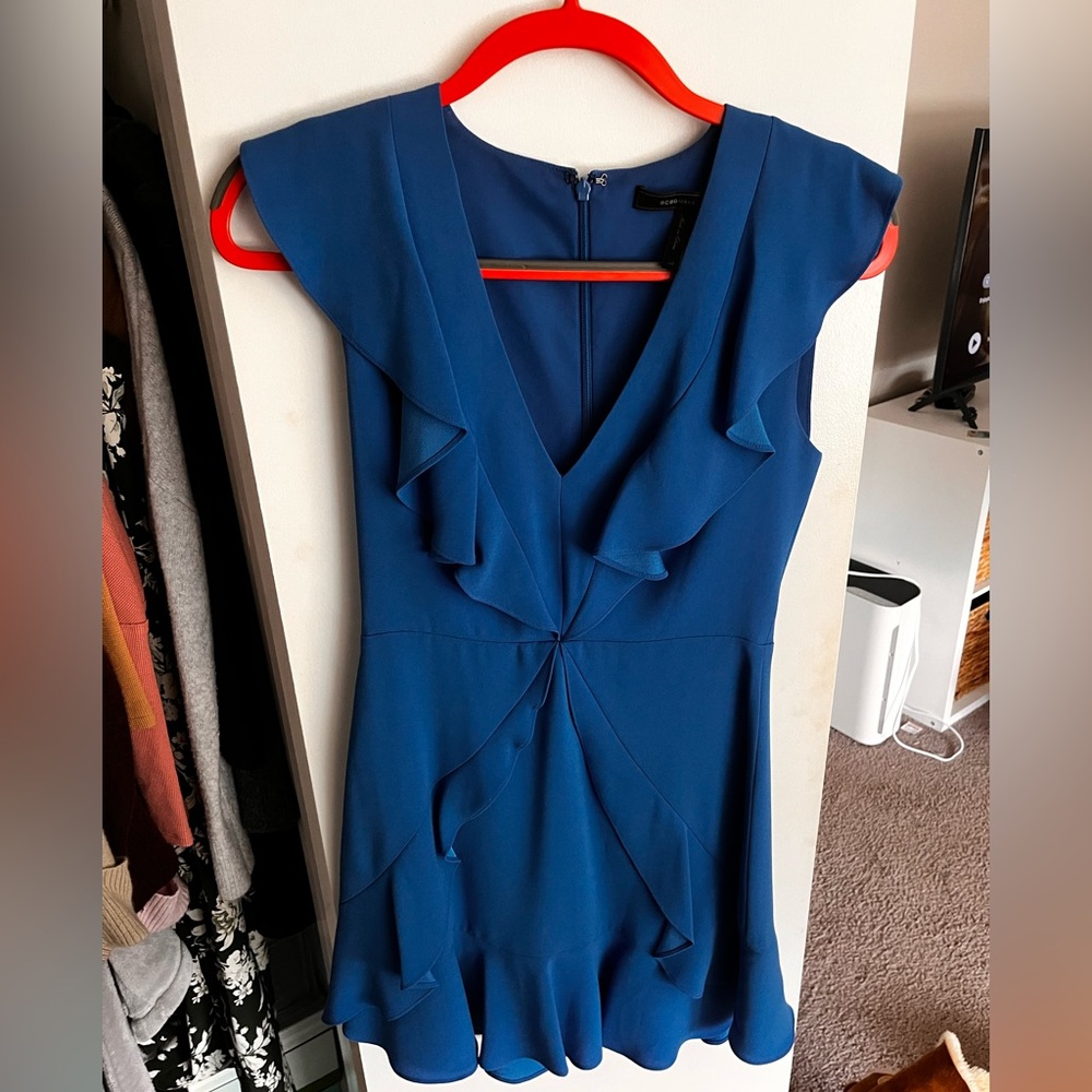 BCBGMaxAzria Royal Blue Ruffle Mini Dress